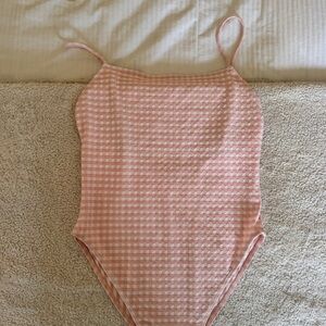 Skatie Pink and White Checkered One Piece Swimsuit